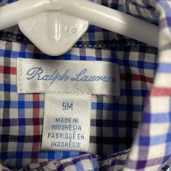 Ralph Lauren Plaid Long Sleeve Button Down Shirt Size 9 Month - Picture 4 of 5
